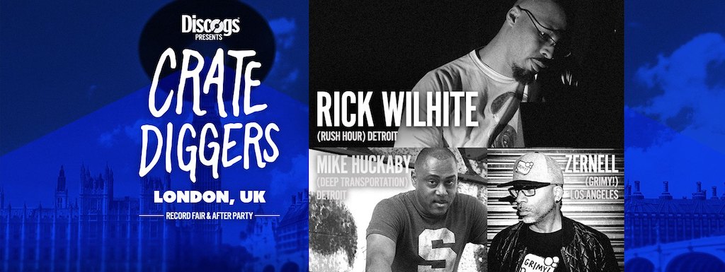 Crate Diggers London promo poster, with Rick Wilhite, Mike Huckaby and Zernell